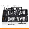 G-PLUS Headlights Assembly w/Bulbs Fit Chevy Suburban C1500 C2500 K1500 K2500 1994-1999, Fit GMC C2500 K2500 1994-2000, Left & Right Headlamps Assembly, Clear Lens Black Housing Amber Reflector