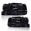 G-PLUS Left & Right Headlight & LED 3rd Third Brake Light Compatible with Chevy Silverado GMC Sierra 1500 2500HD 3500 1999-2006