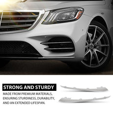 G-PLUS Front Bumper Lip Trim 2PCS for Benz W222 S-Class 2018-2020 Chrome Style Close-up View