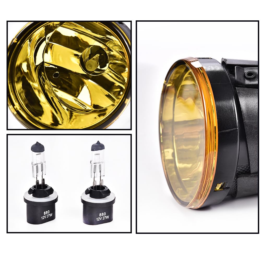 G-PLUS Bumper Fog Lights Compatible with 2004-2015 Nissan Titan/Fit 2005-2007 Nissan Armada Driving Fog Lamps w/Bulbs Left and Right Side neblineros para autos delantero faros antiniebla Yellow