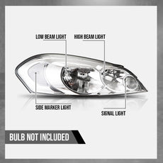 G-PLUS Headlights Assembly for Chevy Monte Carlo Impala 2006-2016 Clear Chrome Clear Side View