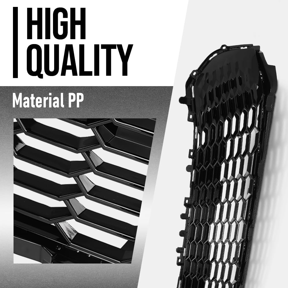G-PLUS Front Bumper Grille Upper Compatible with Toyota Camry LE SE 2025 53141-AQ010, 53141AQ010, 53141 AQ010 Gloss Black