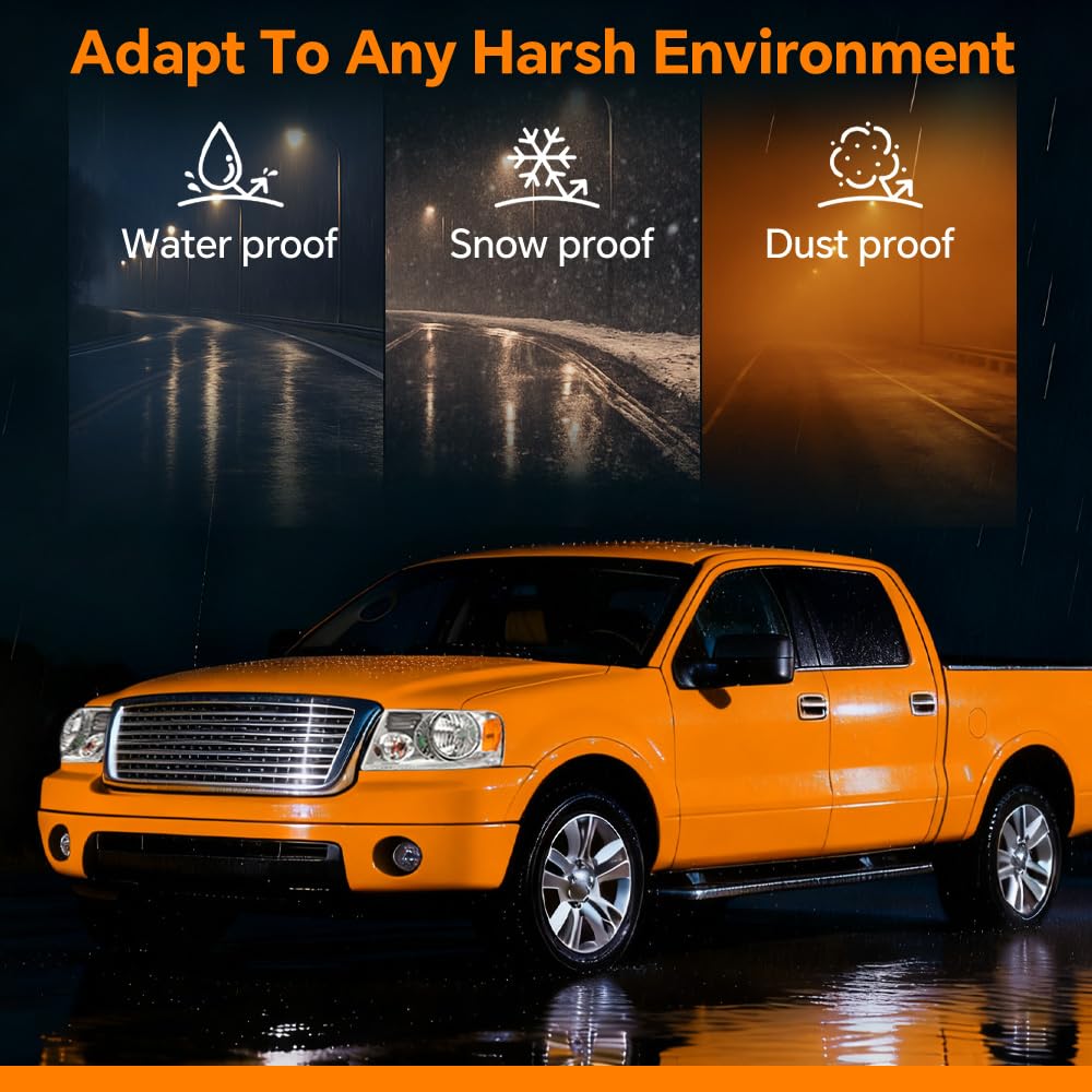 G-PLUS Headlights Assembly, Compatible with 2004-2008 Ford F150/ 2006-2008 Lincoln Mark Lt(NOT Compatible with 2004 F150 Heritage/Flareside Beds Models), Clear lens Chrome Housing Amber Reflector