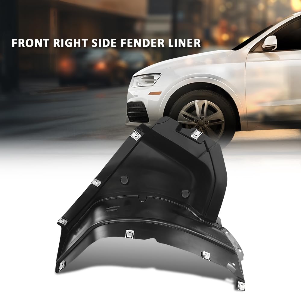 G-PLUS Fender Liner Front Passenger Right Side Compatible with Audi Q3 & Q3 Quattro 2015-2018 8U0853888D, AU1249139 Black