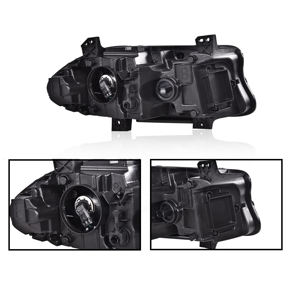 G-PLUS Headlights Assembly Front Headlamp Compatible with Dodge Charger 2015-2021 68214396AD, 68214397AD Clear Lens Black Housing Amber Reflector,Left & Right Bumper Headlamps,faros delanteros