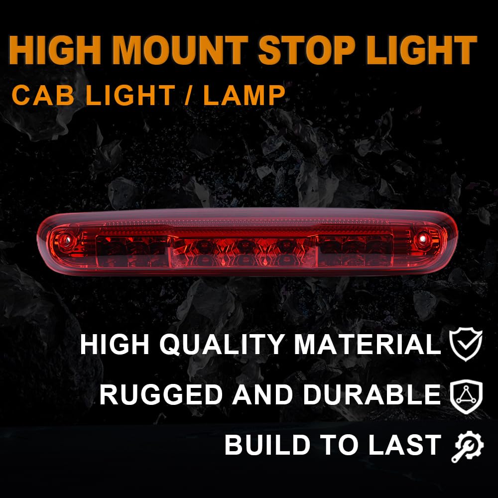 G-PLUS LED Third 3rd Brake Cargo Light Compatible with Chevy Silverado/GMC Sierra 1500 2500HD 3500HD 2007-2013 Rear High Mount Stop Lamp Replacement Red Lens Waterproof