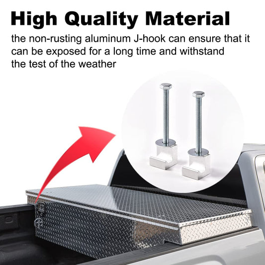 G-PLUS Truck Tool Box Mounting Kit, Rail Mounting Clamp Kit,J Hook Crossover Pickup Mounting Clamp Tiedown Universal Fit,Easy Mount-Silver (4Pcs)