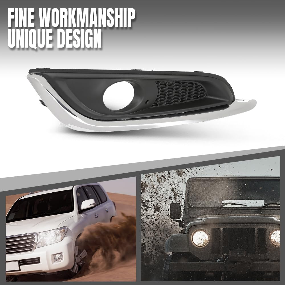 G-PLUS Fog Lamp Bezel Insert Front Right Passenger Side Compatible with Buick Regal 2014 2015 2016 2017 23142358, GM1039275 Chrome Black