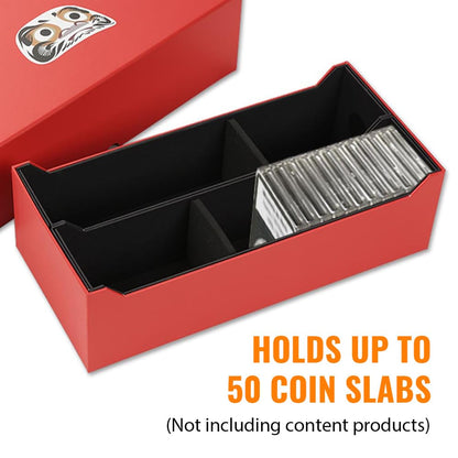 G-PLUS Coin Slabs Storage Box INTERCEPT Shield for 50 Certified Coins Holders (Red)