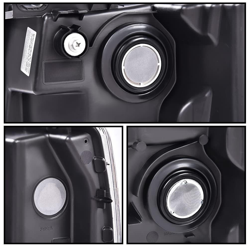 G-PLUS Headlights Assembly Fit Chevy Silverado 1500 2007-2013, Fit Chevy Silverado 2500 3500 & HD 2007-2014, Left & Right Headlamps Clear Lens Chrome Housing Amber Reflector, faros delanteros