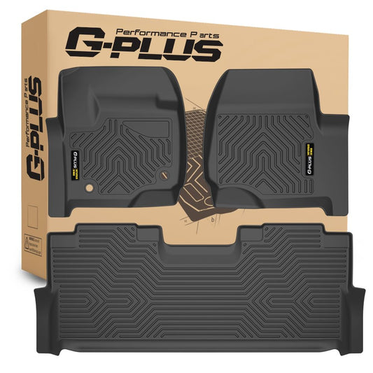 G-PLUS Floor Mats 3PCS,Compatible with Ford F250 F350 F450 F550 Super Duty Crew Cab 2017 2018 2019 2020 2021 2022 2023 2024,TPE All Weather Full Cover Protection 1st & 2nd Row Cargo Liners, Black