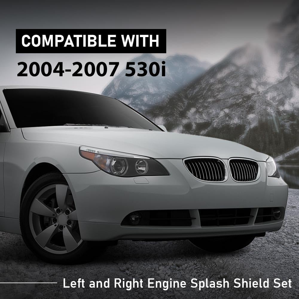 G-PLUS Engine Splash Shield Driver and Passenger Side Compatible with BMW 525i/530i Base 2004-2007,Fit BMW 545i 2004-2005,Fit BMW 525xi/530xi/550i/M5 Base 2006-2007 51717033754 51717033753