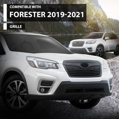 G-PLUS Front Bumper Grille w/Camera Hole Compatible with Subaru Forester 2019-2021 Gloss Black