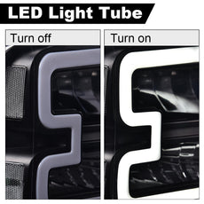 G-PLUS LED Headlights for Ford F250 F350 F450 F550 2005-2007 Clear Black Close-up View
