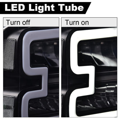 G-PLUS LED Headlights, Compatible with Ford F250 F350 F450 F550 2005 2006 2007 Super Duty Headlamps,Clear Lens Black Housing Clear Reflector Left & Right