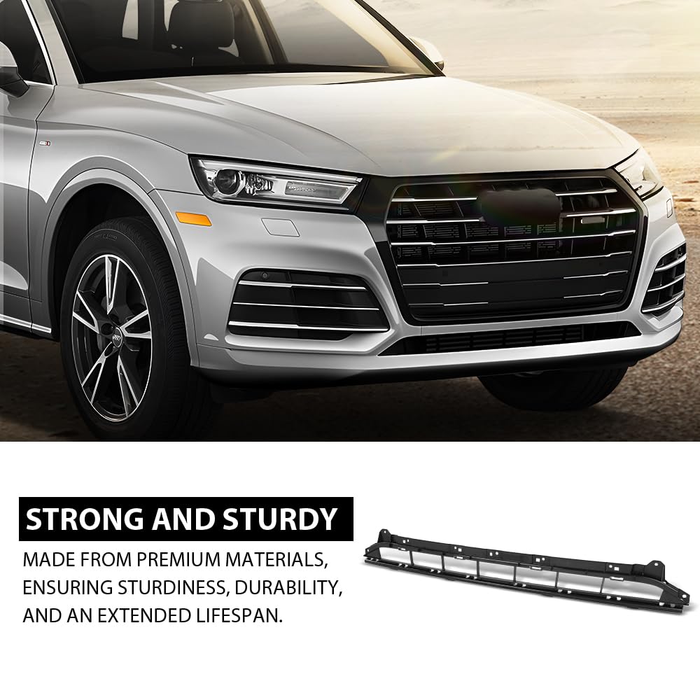 G-PLUS Front Bumper Cover Lower Center Grille Insert, Compatible with Audi Q5 2018-2020, Fit Model W/o SQ5 or S-Line Packages, AU1036119, 80A807647A9B9