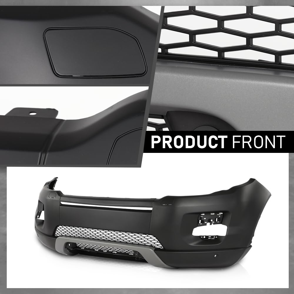 G-PLUS Front Bumper Cover Compatible with Rover Range Rover Evoque 2012-2015, w/o Camera Hole, w/Head Light Washer Holes, 101-59170C, RO1000141, LR072259, LR036137, LR064613, Black