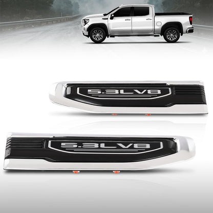 G-PLUS Front Driver Passenger Side Fender Vent Ornament Compatible with GMC Sierra 1500 2019 2020 2021 2022 2023 2024 with 5.3L V8 84431313, 84431313, 84431312, 84431312 Black