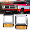 G-PLUS Headlights Bezel w/Corner Parking Light Compatible with Dodge Pickup Truck 1986-1990 Headlamps Head light Doors Headlamps Bezels Pair Set 4249810 CH2513122 4249811 CH2512122,faros delanteros