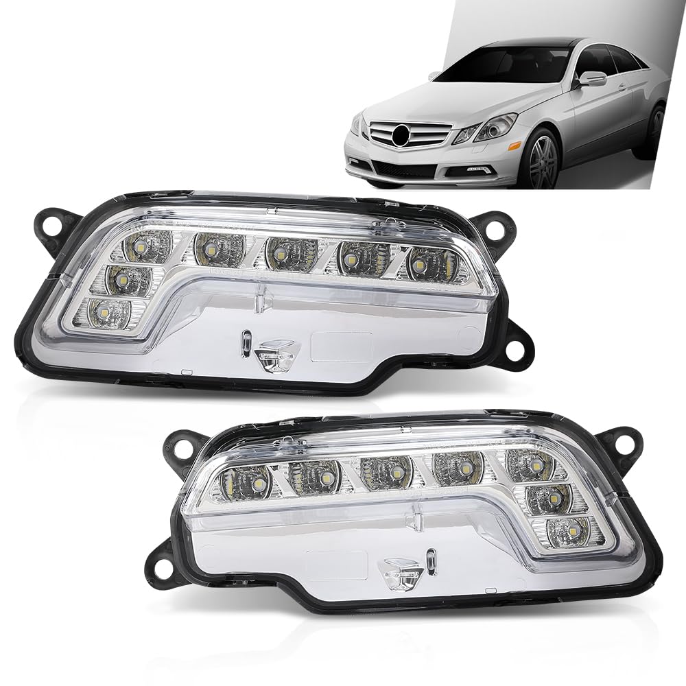 G-PLUS LED Pair Fog Lights Daytime Running Lamps, Compatible with Benz W212 E250 E350 E550 2010-2016, LH Driver & RH Passenger Side 2PCS, 2128200756, 2128200856