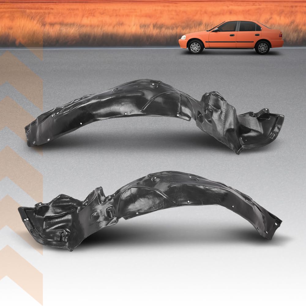 G-PLUS Front Left & Right Fender Liner Set w/Clips Compatible with Honda Civic 1996-2000 74151S04000, 74101S0400, HO1248103, HO124910 Direct OE Replacement 2 PCS Black