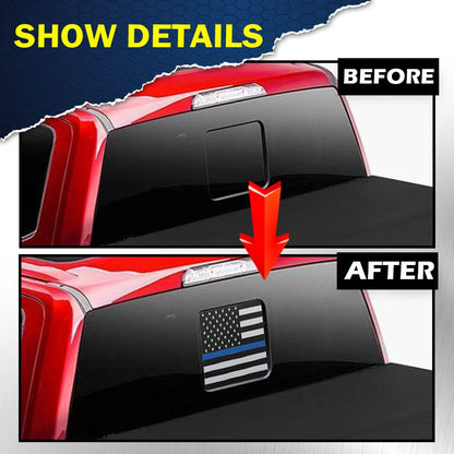 G-PLUS Middle Window American Flag Decal Sticker Compatible with 15-21 F150/250/350 (Blue)