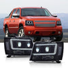 G-PLUS LED Headlights Assembly Fit Chevy Tahoe Avalanche Subarban 1500 2500 2007-2014 DRL Corner Turn Signal Headlamps Set Pair Left & Right Smoky Lens Black Housing Clear Reflector,faros delanteros