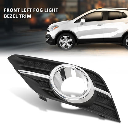 G-PLUS Front Left Driver Bumper Insert Fog Light Bezel Trim Compatible with Buick Encore 2013 2014 2015 2016 GM1038172, 95470236 Chrome Black