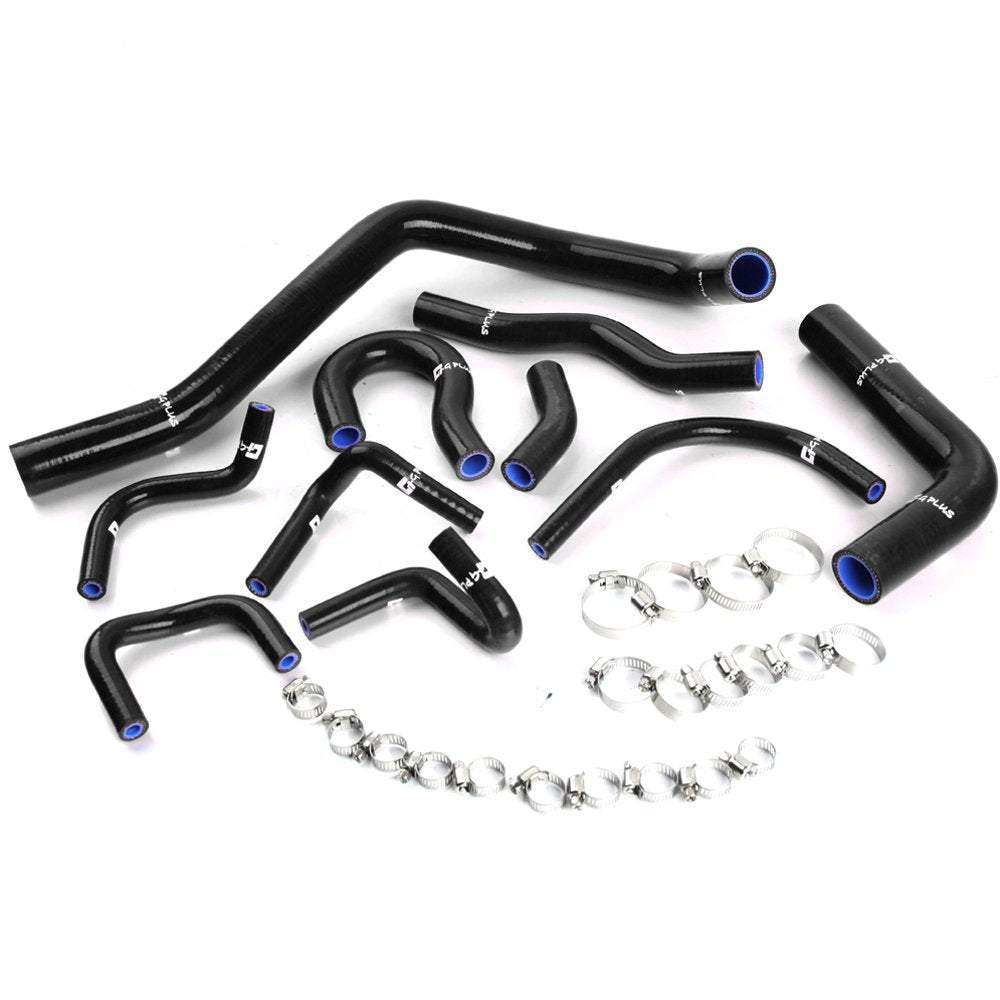 G-PLUS Silicone Radiator Hose Pipe Kit Clamps Compatible With 1988-1991 Civic/CRX EE EF/CR-X Base/DX/HF/Si,Black