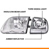 G-PLUS Headlights Assembly Fit Ford F150 1998-2003, Fit Ford Expeditio 1997-2002 w/Corner Lamps, Headlamps faros delanteros, Clear Lens Chrome Housing Clear Reflector