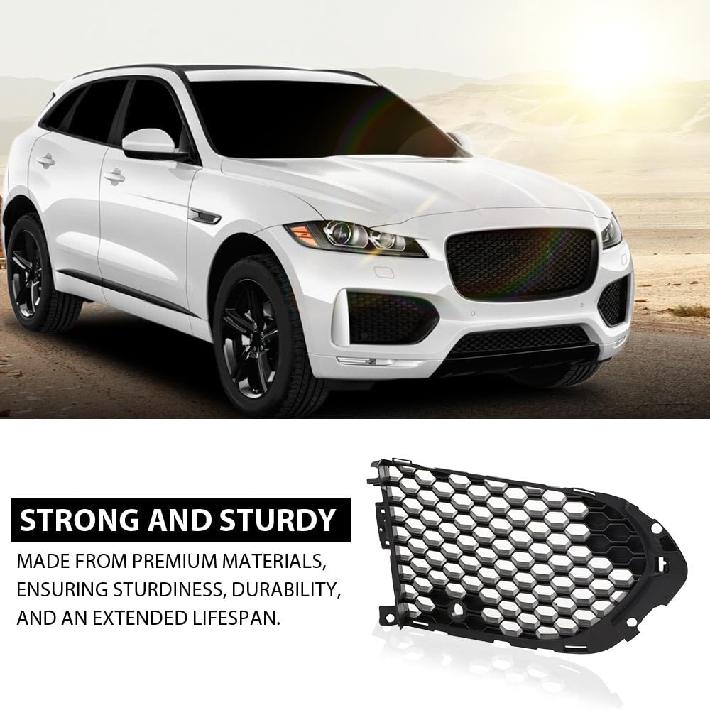 G-PLUS Fog Light Covers Front Passenger Right Side Compatible with Jaguar F-Pace First Edition 2017,Fit Jaguar F-Pace (submodel: R-Sport, S) 2017-2020,Fit for Models with Open Side Mesh