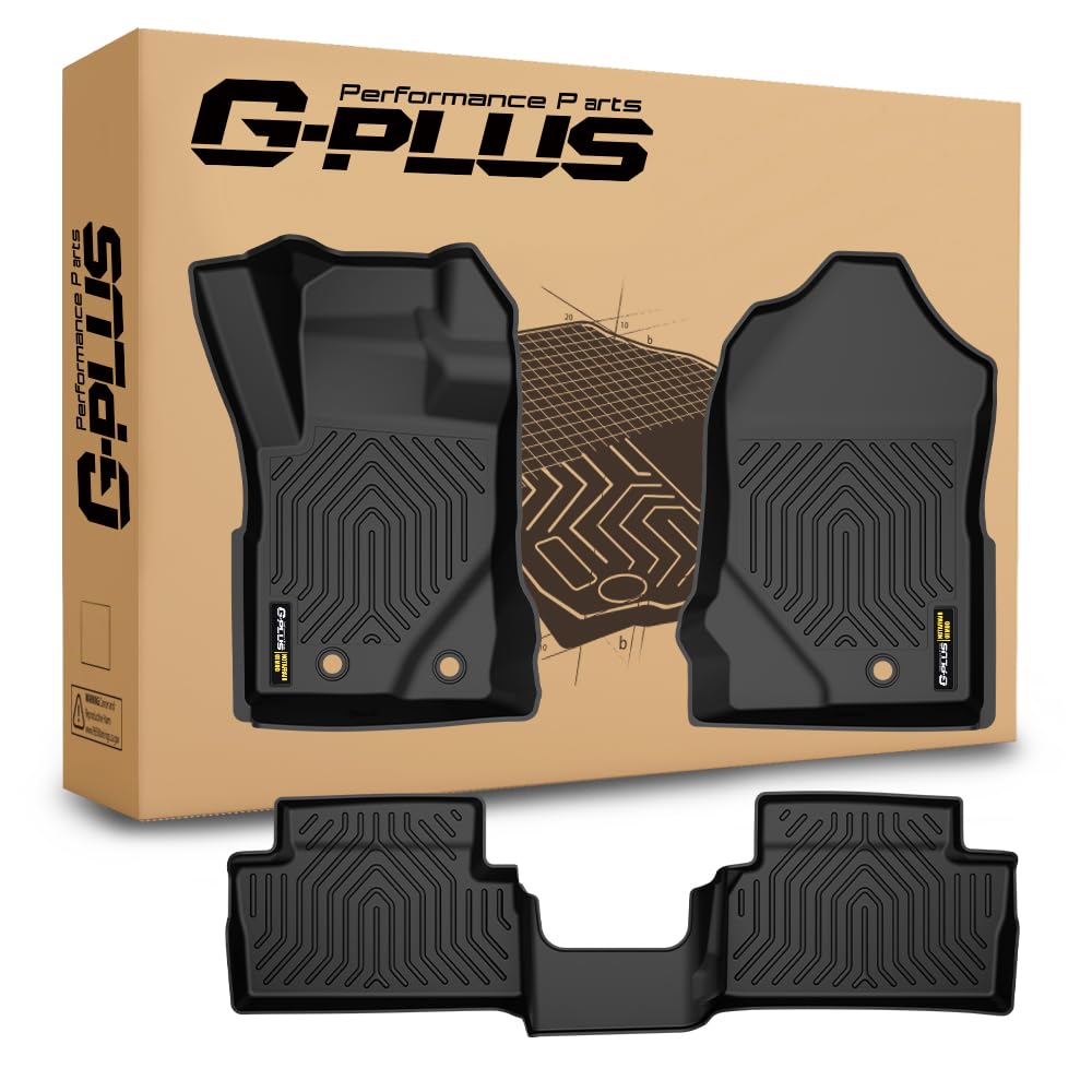 G-PLUS TPE Floor Mats Fit Ford Bronco 2-Door 2021-2026 Not Fit Bronco Sport or Bronco 4-Door Model 1st & 2nd Row Truck Accessories Cargo Liners All Weather Protection 3PCS Black Alfombras para Carro