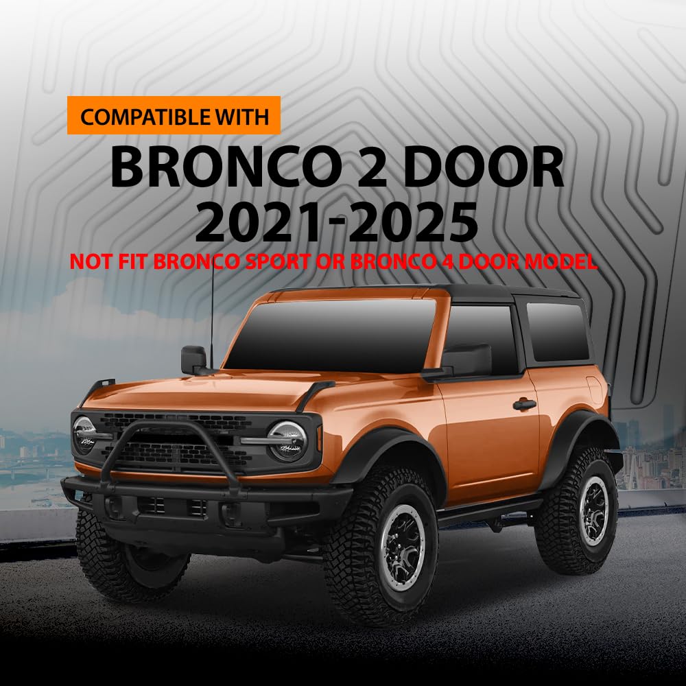 G-PLUS Floor Mats Fit Ford Bronco 2-Door 2021-2025(Not Fit Bronco Sport or Bronco 4-Door Model) 1st & 2st 3nd Row Truck Accessories Cargo Liners All Weather Protection Floor mats&Cargo Liner Black