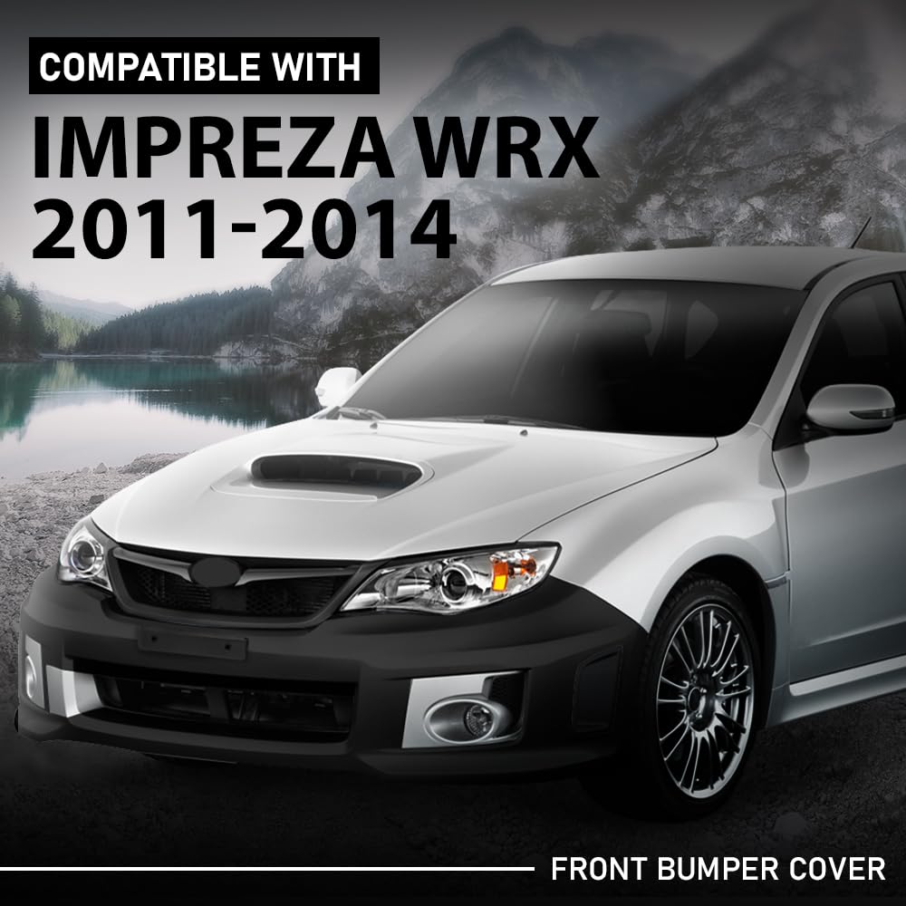 G-PLUS Front Bumper Cover Compatible with Impreza 2011-2014 (Submodel: WRX, WRX Limited, WRX Premium, WRX STI, WRX STI Limited), 57704FG113, SU1000167, Primed Black