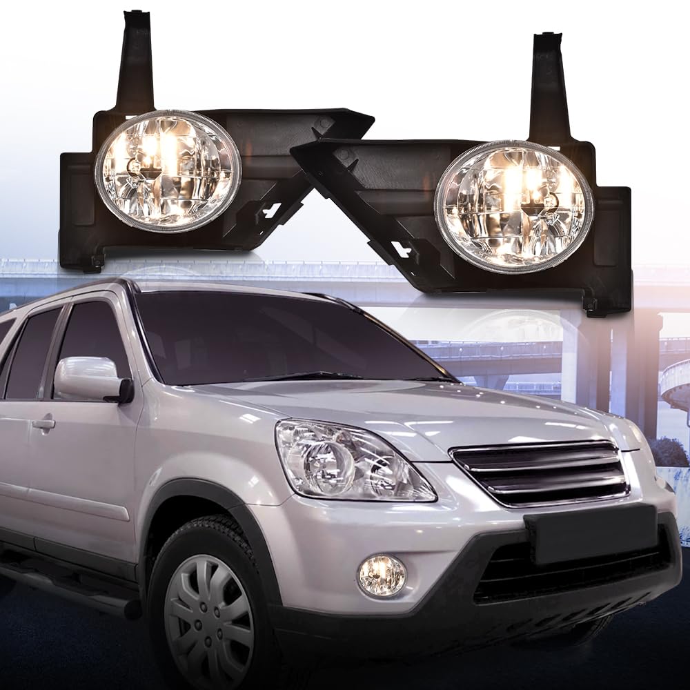G-PLUS Pair Bumper Fog Lights Compatible with Honda CR-V models only 2005-2006 Driver & Passenger Side Fog Lamps Assemblies Clear Bumper Driving Fog Lights HO2591104