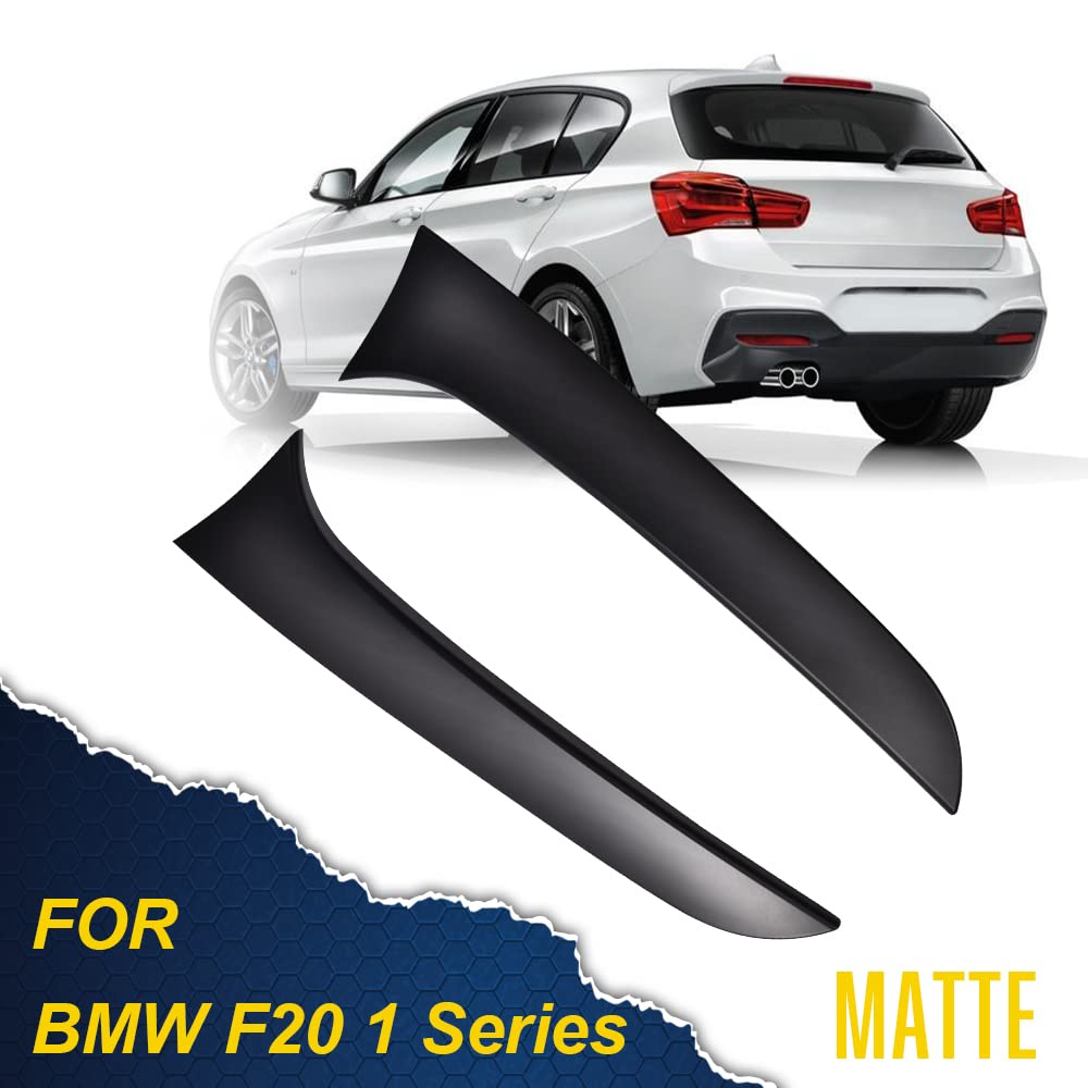G-PLUS Rear Window Spoiler Side Wing Trim Cover Compatible with 2015-2017 BMW 1 Series F20 (Matte Black)