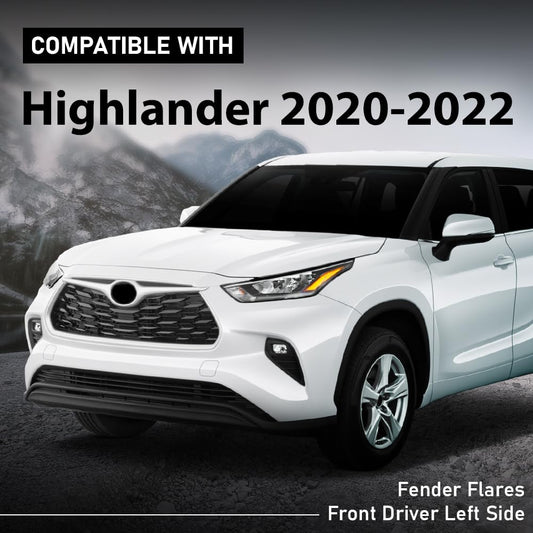 G-PLUS Front Left Fender Flare Compatible with Toyota Highlander 2020 2021 2022 Wheel Arch Trim 750860E040