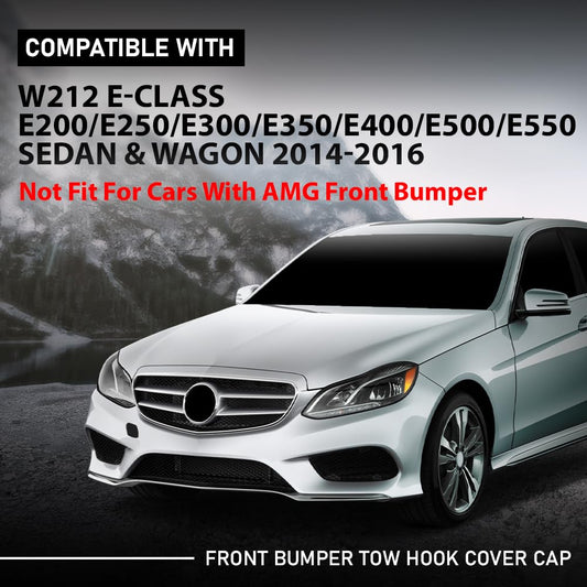 G-PLUS Front Bumper Tow Hook Cover Cap Compatible with Benz W212 E-Class E200 E250 E300 E350 E400 E500 E550 Sedan & Wagon 2014-2016,Not Fit For Cars With AMG Front Bumper 2128850526