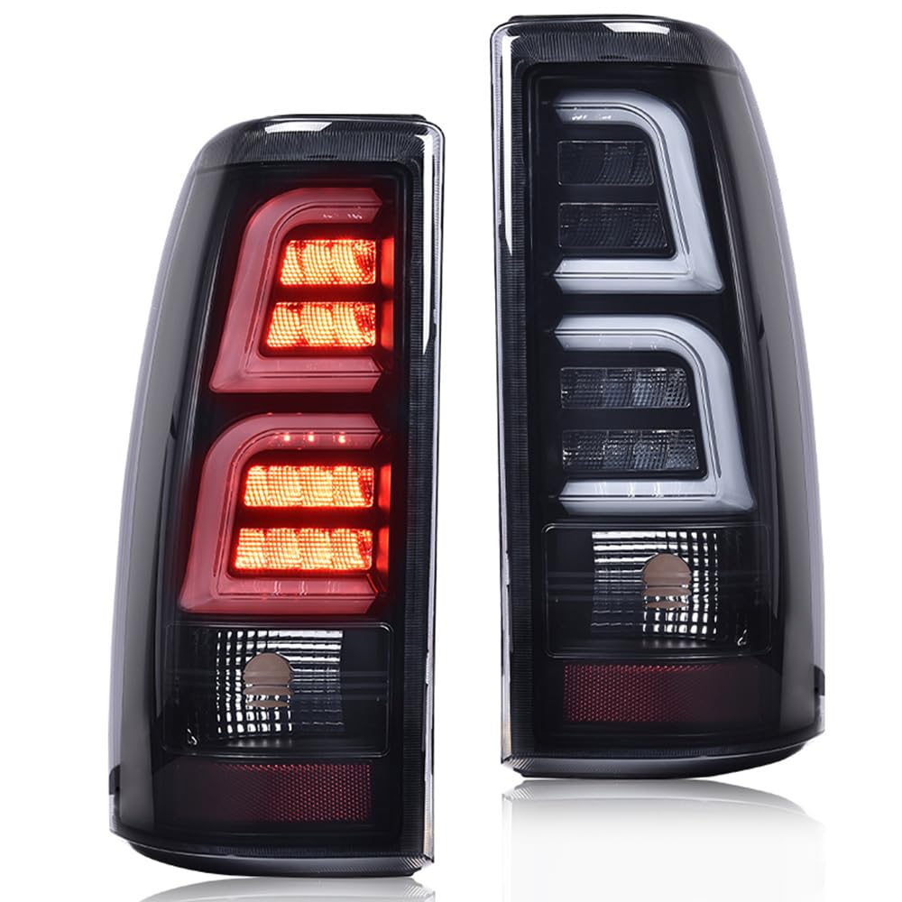 G-PLUS LED Tail Lights Assembly Fit Chevy Silverado 1500 2500 1500 HD 2500 HD 1999 2000 2001 2002 Left & Right Rear Brake Lamps Luces Traseras, GM2800186 GM2801186, Smoky Lens