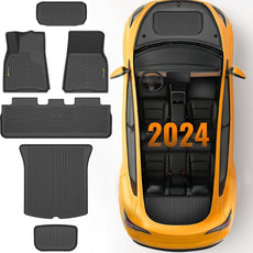 G-PLUS 6PCS Floor Mats for Tesla Model Y 2020-2024 5 Seat TPE All Weather Black