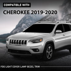 G-PLUS Fog Light Cover Bezel for Jeep Cherokee 2019-2020 Chrome Style Front View