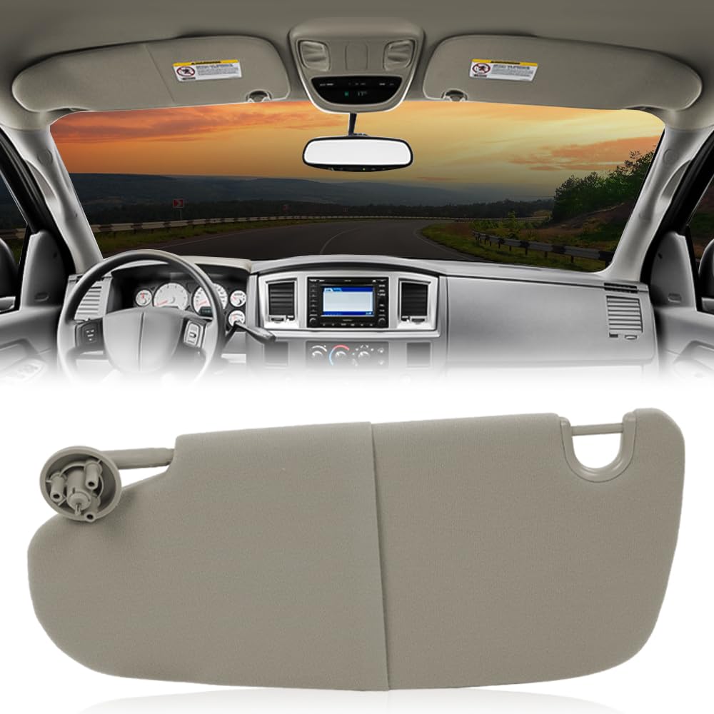 G-PLUS Beige Left Side Sun Visor Compatible with 2002-2009 Dodge Ram 1500 2500 3500