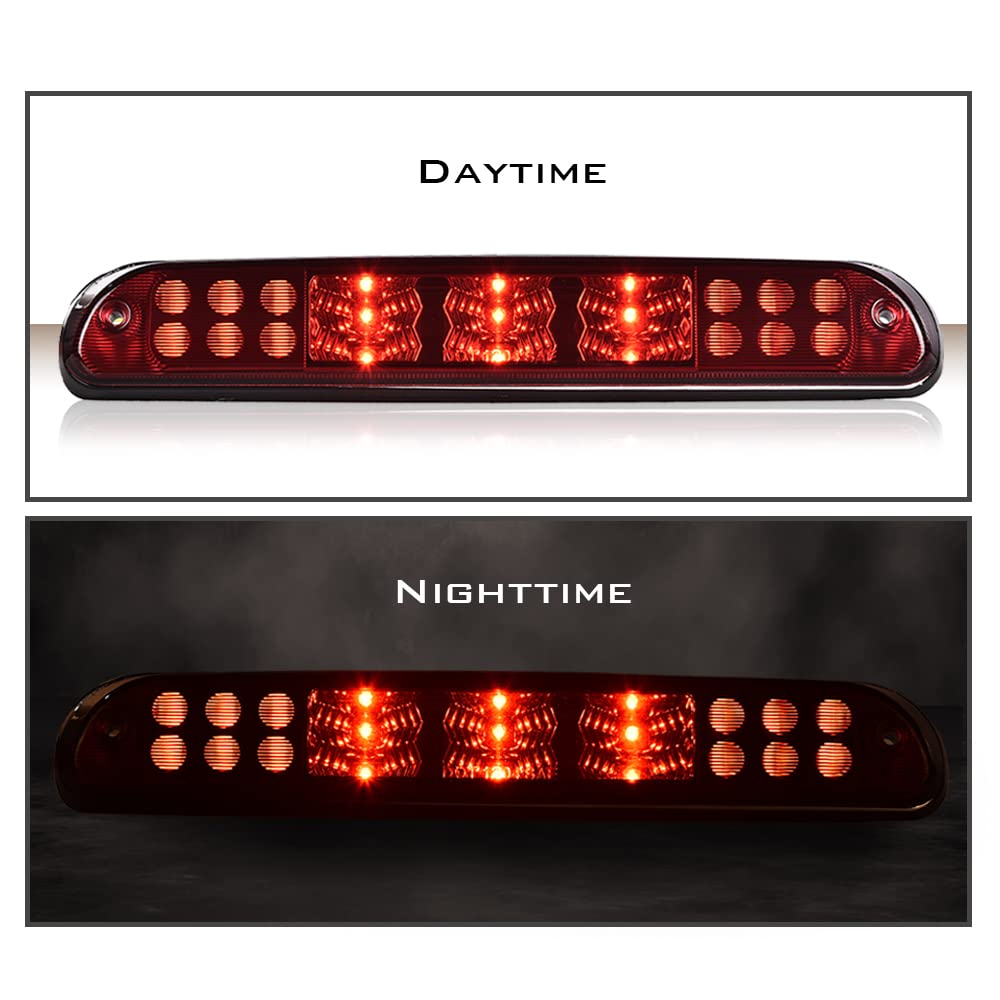 G-PLUS Rear LED Third Brake Light Compatible With Ford F250 F350 F450 F550 Super Duty 1999-2015,(NOT FOR Harley-Davidson Edition), 3rd Stop Lamps,Red Lens Chrome Housing