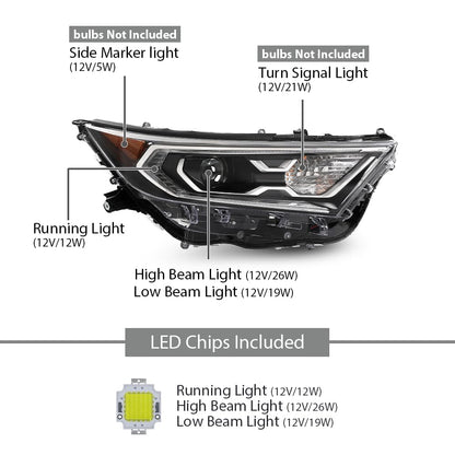 G-PLUS LED Headlights Assembly Front Headlamps Left & Right Pair Compatible with Toyota RAV4 XLE Hybrid XSE/Limited 2019-2022 81150-0R162, 811500R162,faros delanteros