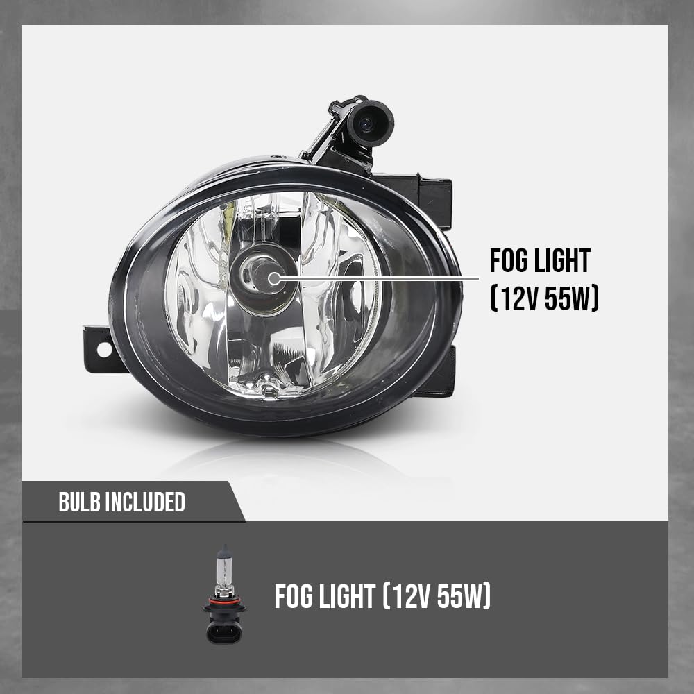 G-PLUS Front Fog Lamp Light with Halogen Bulbs Compatible with VW Touareg 2011-2014 7P6941699, 7P6941700 Black