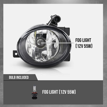 G-PLUS Front Fog Lamp Light with Halogen Bulbs Compatible with VW Touareg 2011-2014 7P6941699, 7P6941700 Black