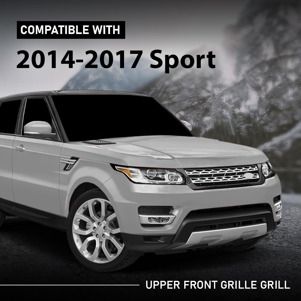 G-PLUS Front Hood Center Grille Grill Compatible with Range Rover Sport 2014-2017 LR054766, LR044120