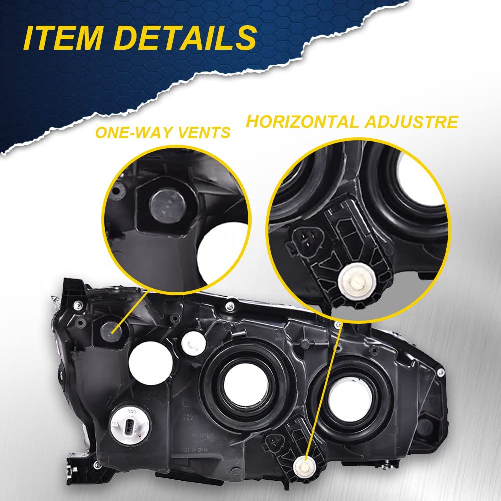 G-PLUS Headlights Assembly, Compatible with 2016 2017 2018 2019 2020 2021 Honda Civic Left bumper Headlamp, Clear lens Chrome Housing Clear Reflector