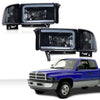 G-PLUS LED Light Strip Headlights Lamps w/o Bulbs Fit Dodge Ram 1500 1994-2001/Dodge Ram 2500 3500 1994-2002,Smoke Lens Black Housing Clear Reflector Bumper Headlamps,faros delanteros Assembly