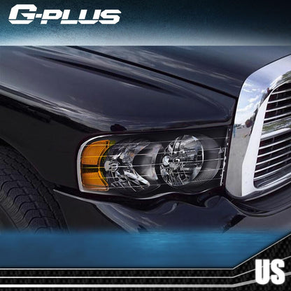 G-PLUS Headlights Assembly Compatible with Dodge Ram 1500 2500 3500 2002-2005 Bumper Headlamp, Clear lens Black Housing Amber Reflector